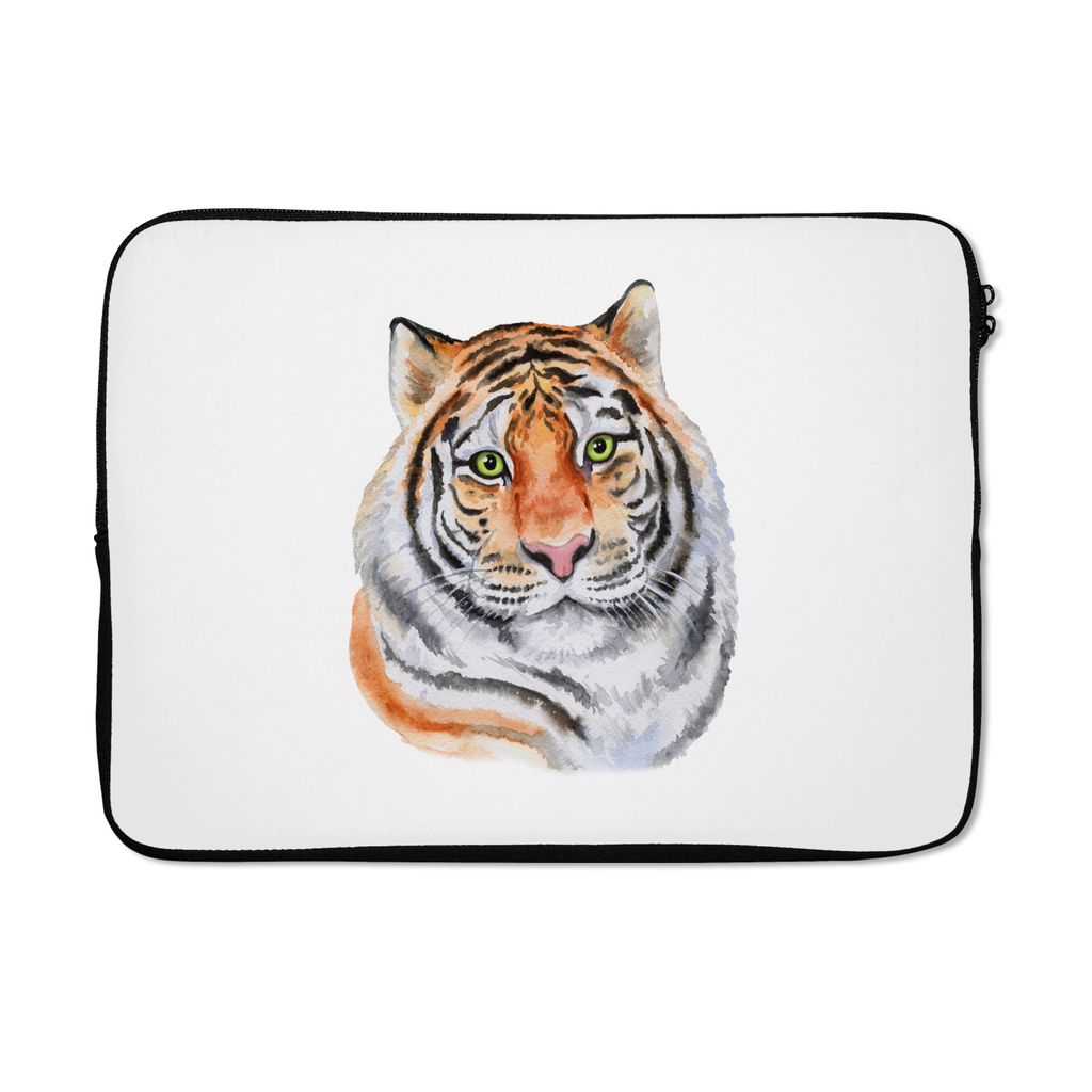 MuchoWow Laptop Hülle 13 Zoll Tiger - Augen - Weiß Laptoptasche - Laptophülle - Sleeve - Rundumschutz
