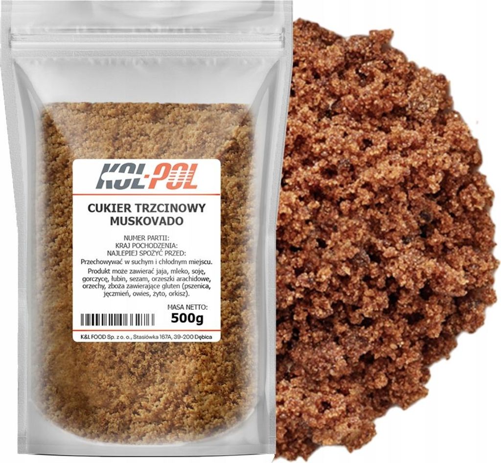 CUKIER TRZCINOWY MUSCOVADO 500g Nierafinowany dark ciemny Zdjęcie produktu 