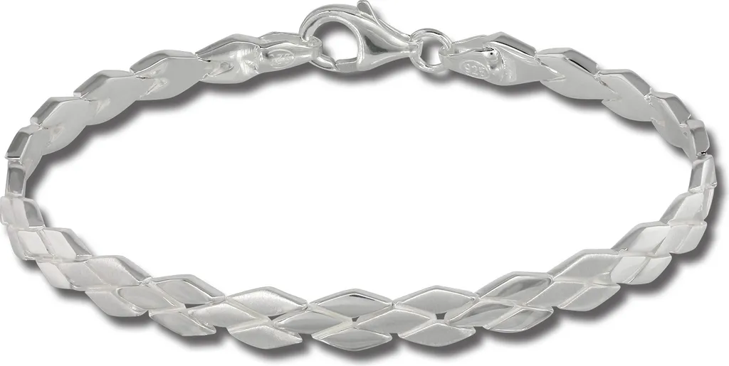 Bracelet en argent 925 pour femme avec maillons losanges mats 19 cm