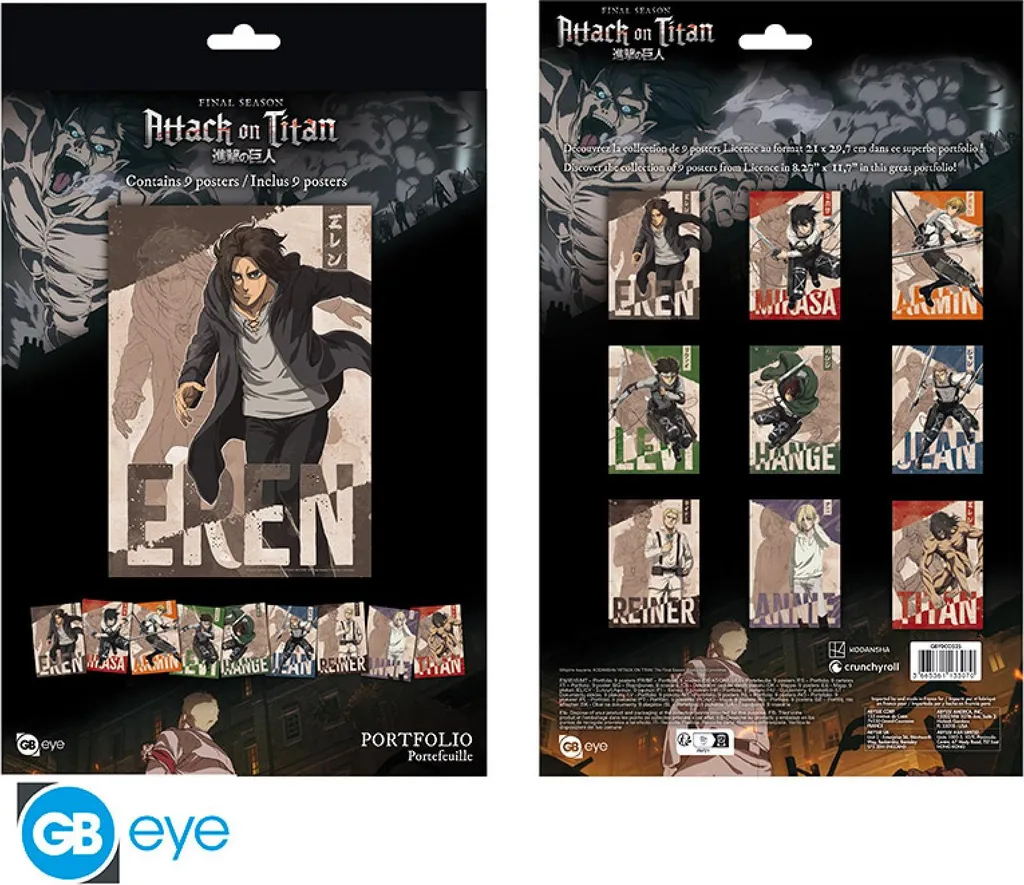 Décoration Murale Attack on Titan - Portfolio 9 Posters S4 Format A4