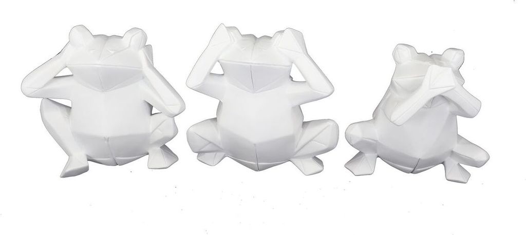 DKD Home Decor Dekofigur 18,5 x 13 x 17,8 cm Blanco Rana (3 Stück)