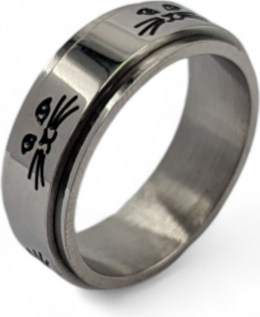 Süßer silberner Fidget Anti Stress Kätzchen Ring 9 US