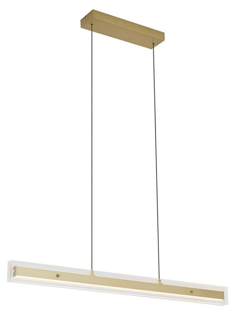 Qazqa Esstisch led Modern, Minimalistisch Pendelleuchte, Pendellampe - Catch - Gold, 2700K, warmweiß, dimmbar, 105cm, Ideal als Esszimmerlampe, B...