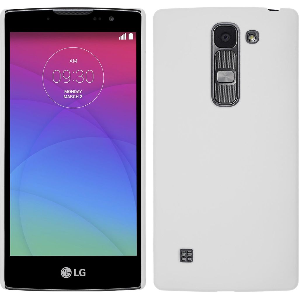 PhoneNatic Case kompatibel mit LG Spirit - Hülle weiß gummiert Hard-case + 2 Schutzfolien