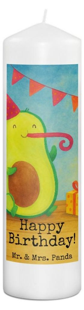 Mr. & Mrs. Panda Kerze Avocado Geburtstag Design 29 x 8 cm XL - Weiß - Geschenk, Party, Erinnerungskerze, Feier, Happy Birthday, Gesund, Erinnerun...