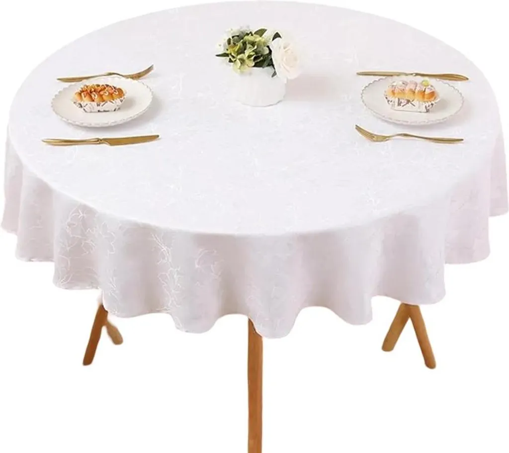 Smiry Tovaglia Rotonda 140 cm Bianca Impermeabile | Antimacchia Smiry