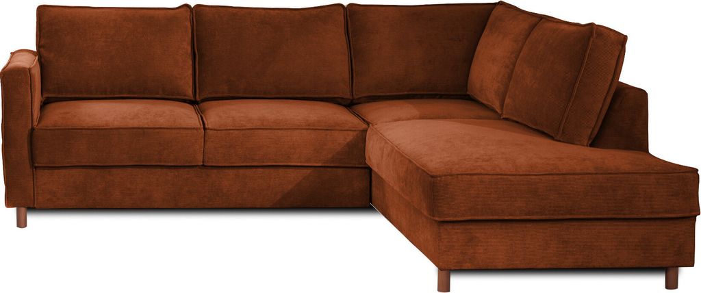 Lisa Design JAKE - Ecksofa mit Schlaffunktion - 5-Sitzer - aus Samt - rechts , Rostfarben