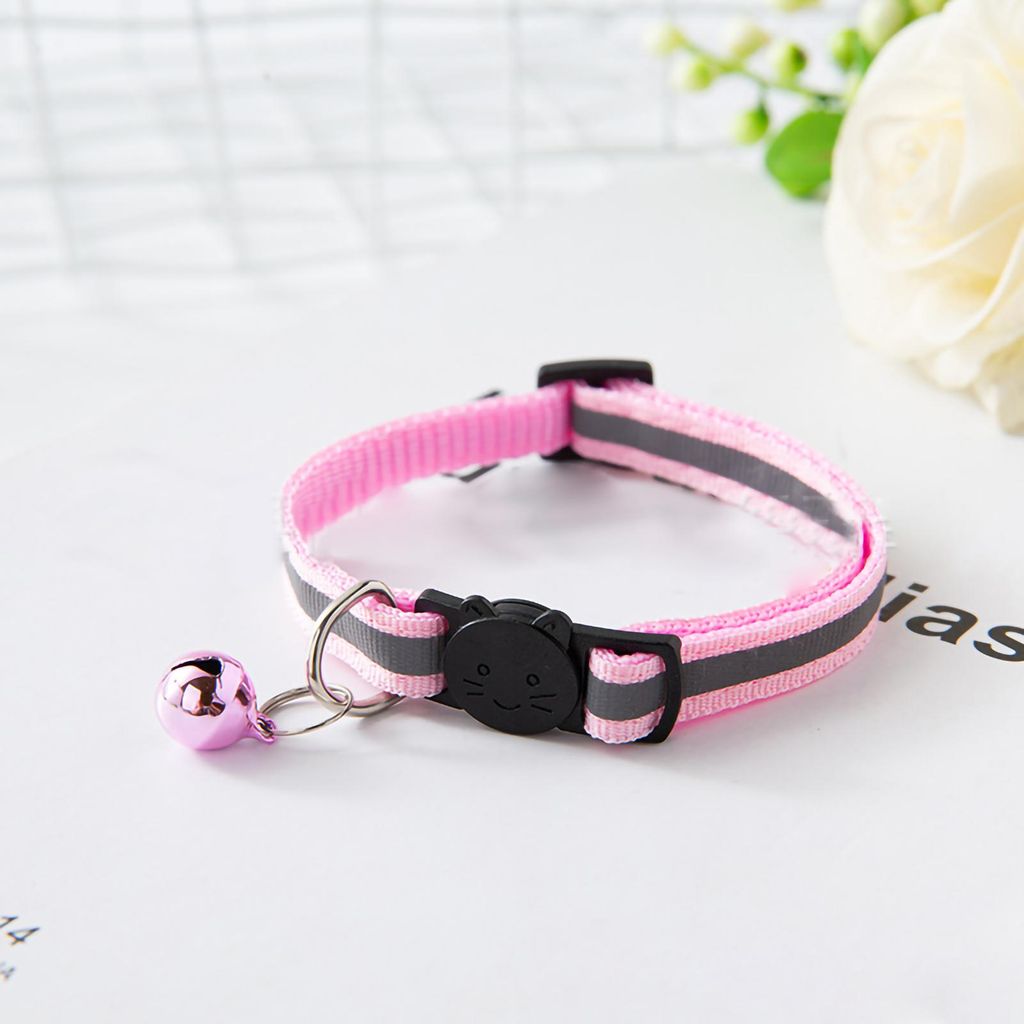 Pet Bell Collar Safety Schnalle Verstellbare reflektierende Katze mit für Hunde Welpen Kittenspink