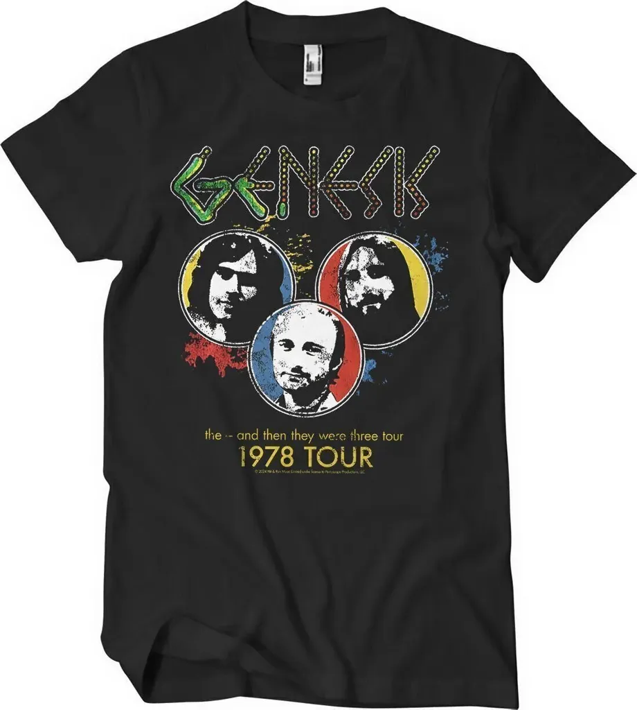 T-shirt Genesis 1978 Tour Vintage Noir Taille 2XL en coton premium