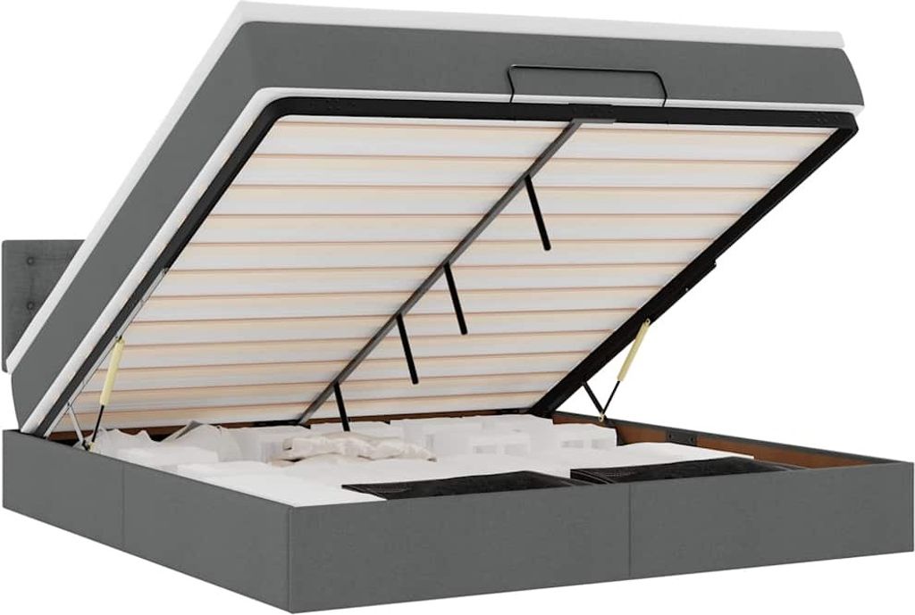 vidaXL Ottomane Bett mit Matratze & LEDs Dunkelgrau 180x200 cm Stoff