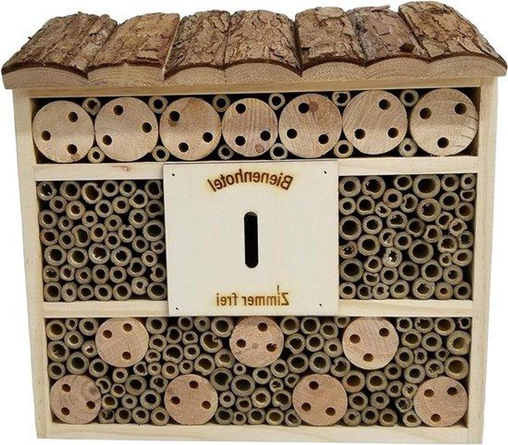 Insektenhotel aus Holz/Bambus/Multiplex - ca. 29,5 x 9,5 x 28,5 cm - Natürlich
