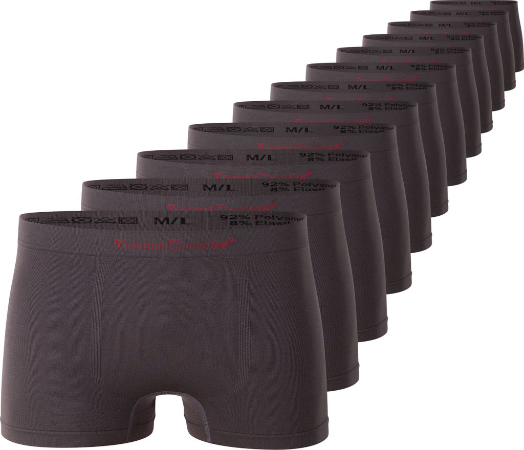 Vincent Creation Boxershorts 12er Pack, Microfaser - Seamless S/M grau