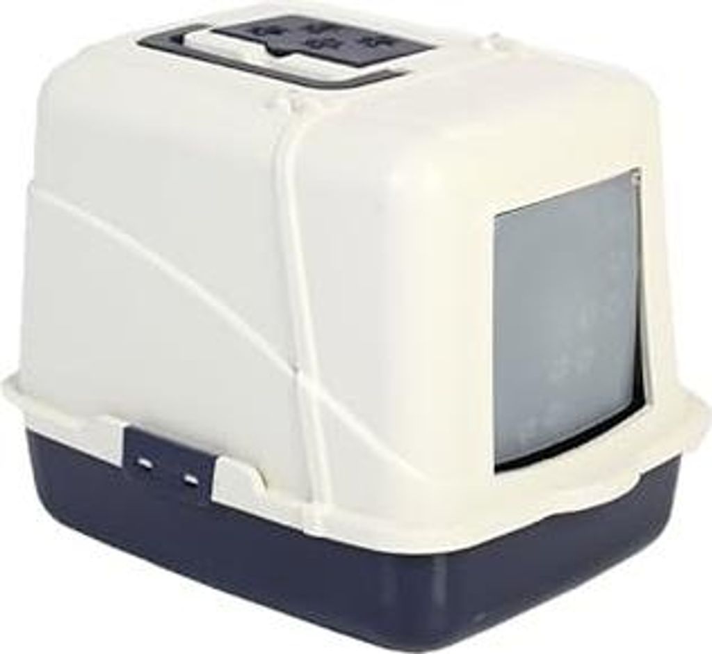 Dehner Katzentoilette Hugo mit Kohlefilter, ca. 50 x 40 x 41 cm, Kunststoff, blau