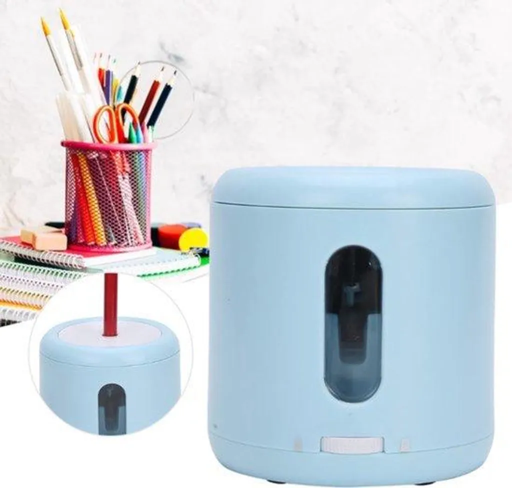 Taille-crayon électrique bleu pour dessin artistique et usage scolaire
