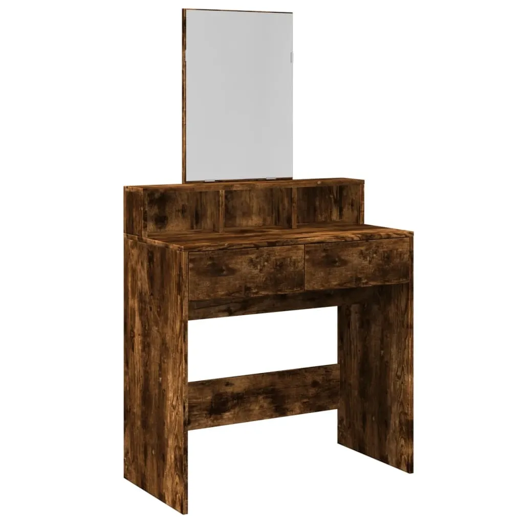 Postazione Trucco Rovere Fumé 80x41x144,5 cm | Specchio Beauty