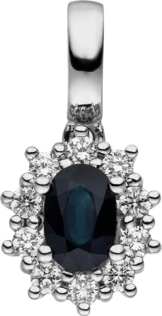 Goldanhänger Anhänger mit Saphir blau & Diamanten Brillanten 585 Gold Weißgold