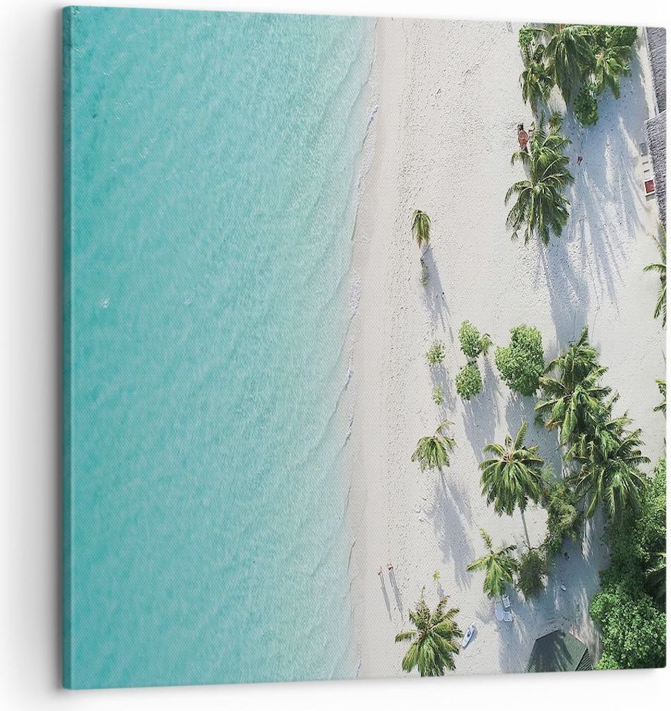 Bild auf Leinwand - Leinwandbild - Einteilig - Luftaufnahmen himmlisch Strand - 60x60cm - Wand Bild - Wanddeko - Wandbilder - Leinwanddruck - Bilde...