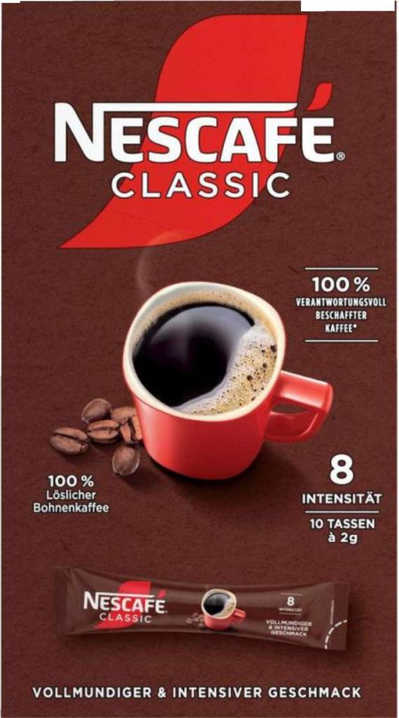 Nescafe Classic löslicher Instantkaffee Tassenpackungen 10 x 2g