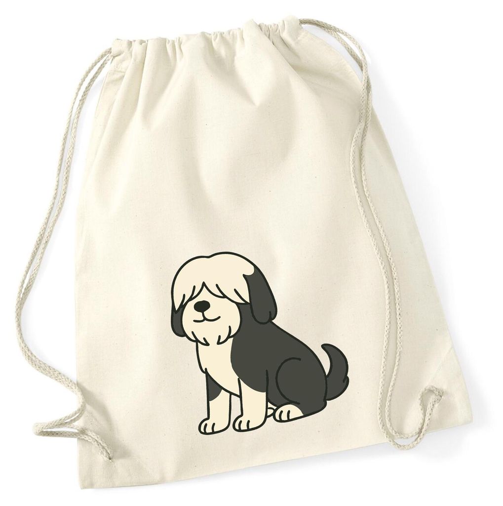Huuraa Turnbeutel Tibet Terrier Comic Tibi 12 Liter Natural Baumwolle Rucksack Geschenkidee