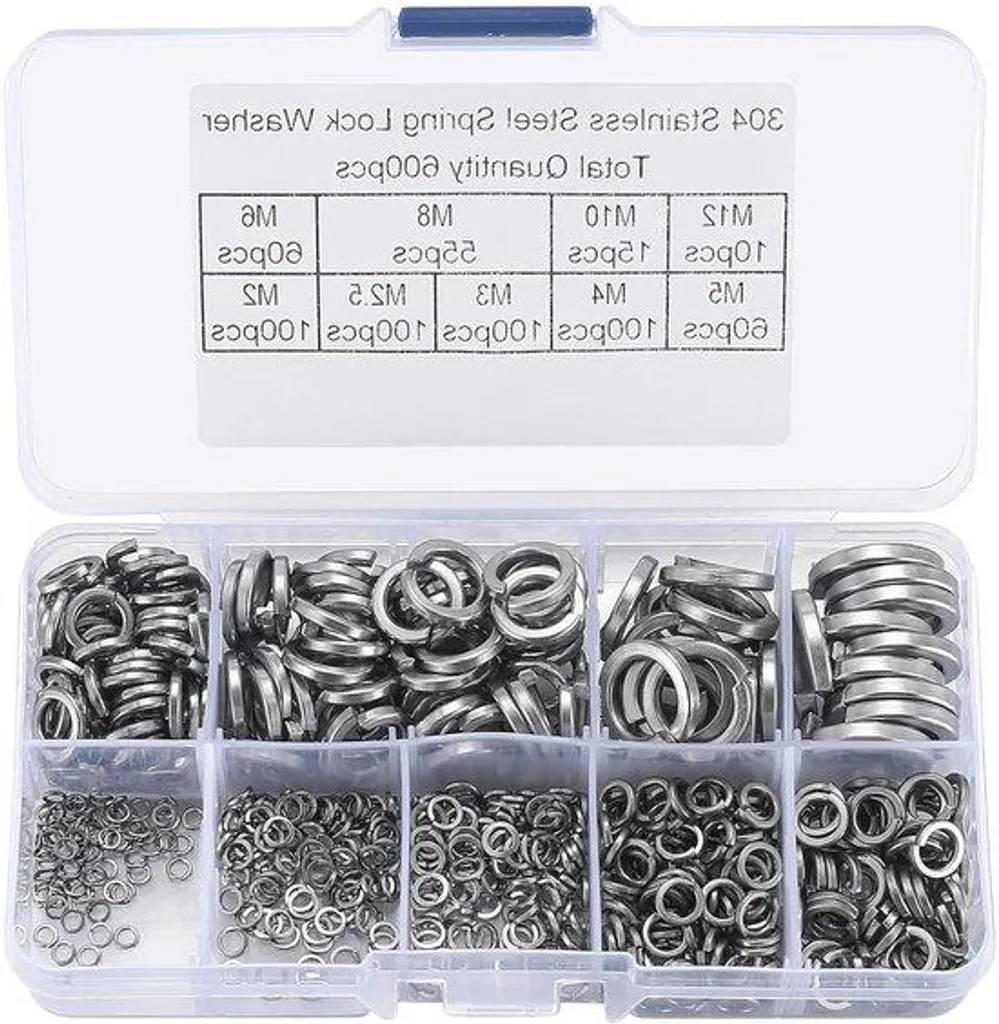 Rondelles élastiques DIN 127 B inox pour blocage de vis en assortiment