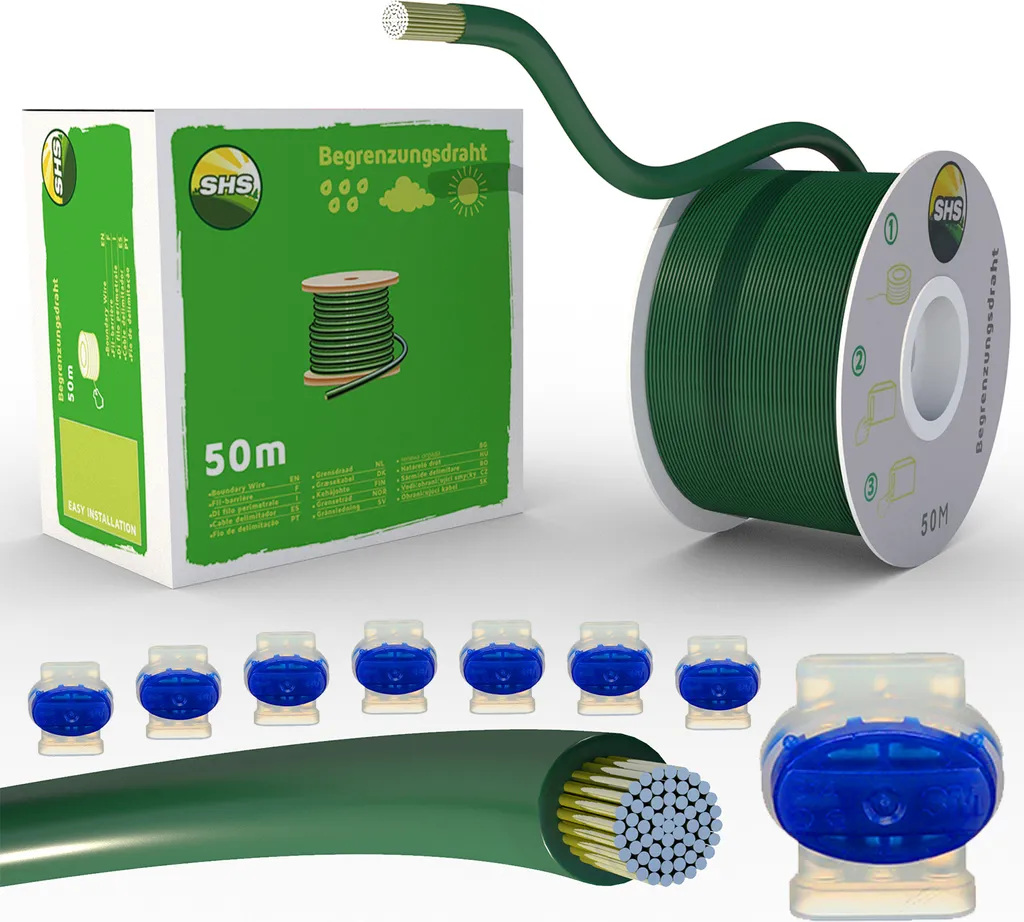 Extension périmètre robot tondeuse : câble 50m et connecteurs rapides