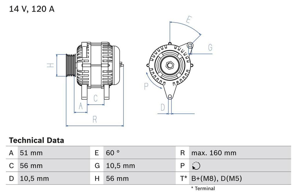 BOSCH 0 986 039 250 Generator x Produktbild 