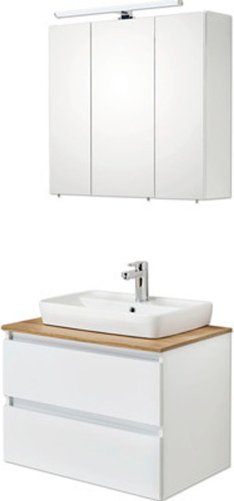 Badmöbel-Set Pelipal Quickset 360 BxHxT 78 x 200 x 50 cm Frontfarbe weiß mit Keramik-Waschtisch weiß 360.078003