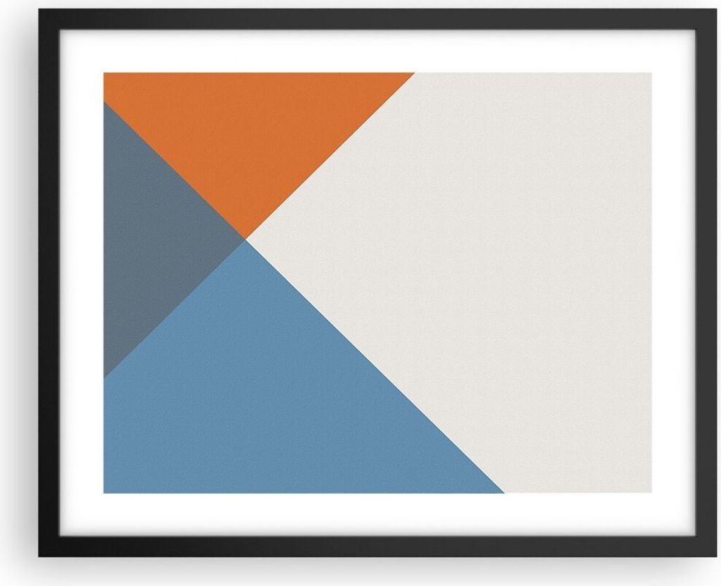 Gerahmtes Poster - Schwarzer Rahmen - Vier die Farben Abstraktion - 50x40 cm - Wand Bild - Wanddeko - Wandbilder - Wandposter - Bilderrahmen - Bild...