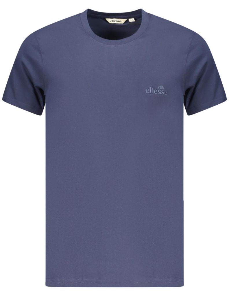 Herren Kurzarm T-Shirt Blau - Rundhals mit Logo-Stickerei