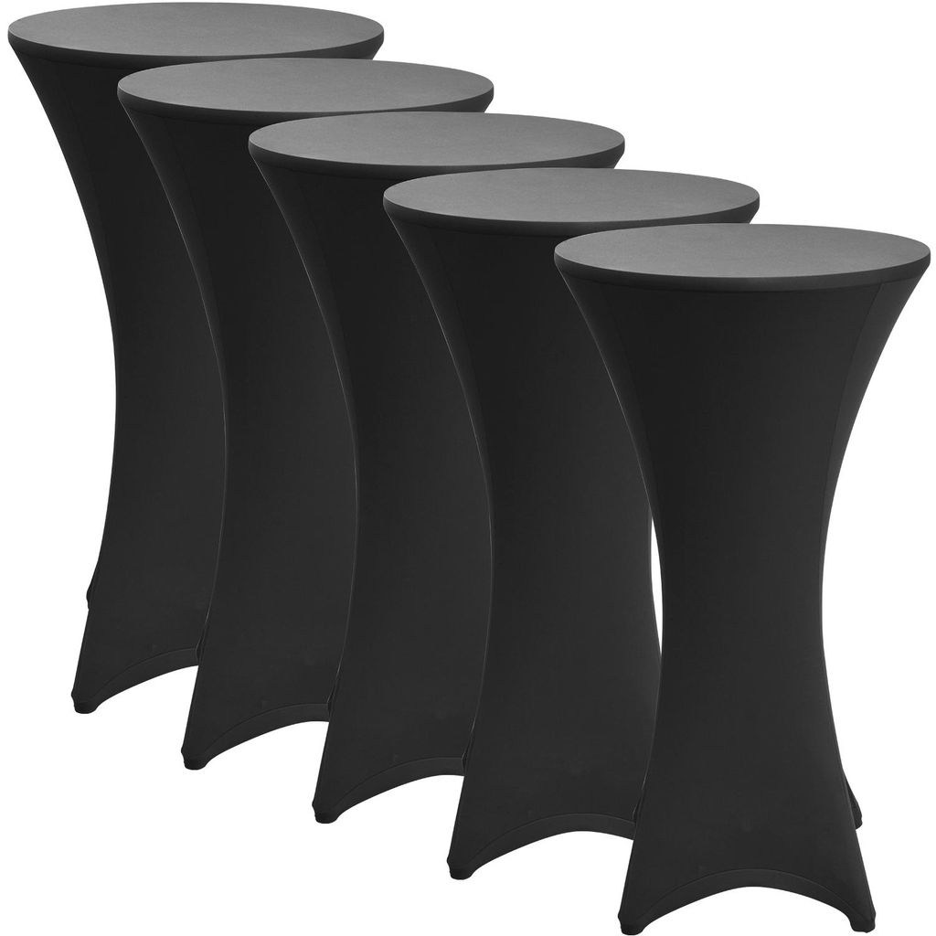 Beautissu Stretch Stehtisch Bistrotisch Husse, Ø70-75cm, Schwarz, 5er Set