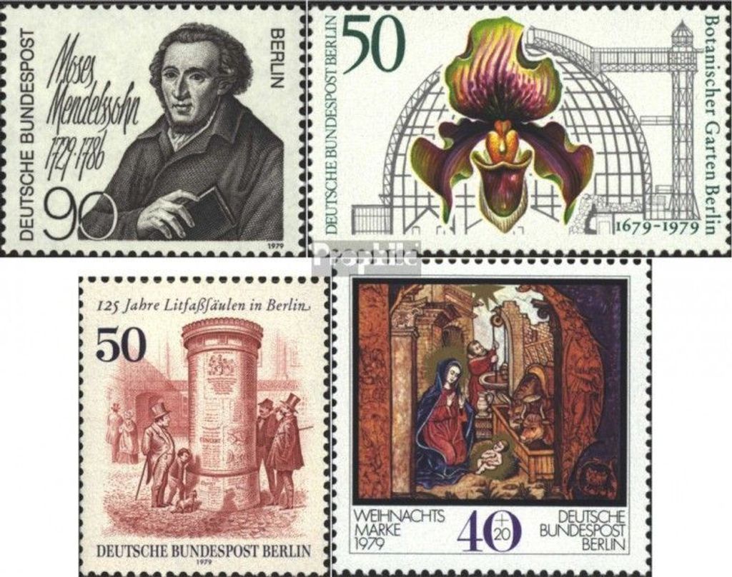 Briefmarken Berlin (West) 1979 Mi 601,602,612,613 (kompl.Ausg.) gestempelt Mendelssohn