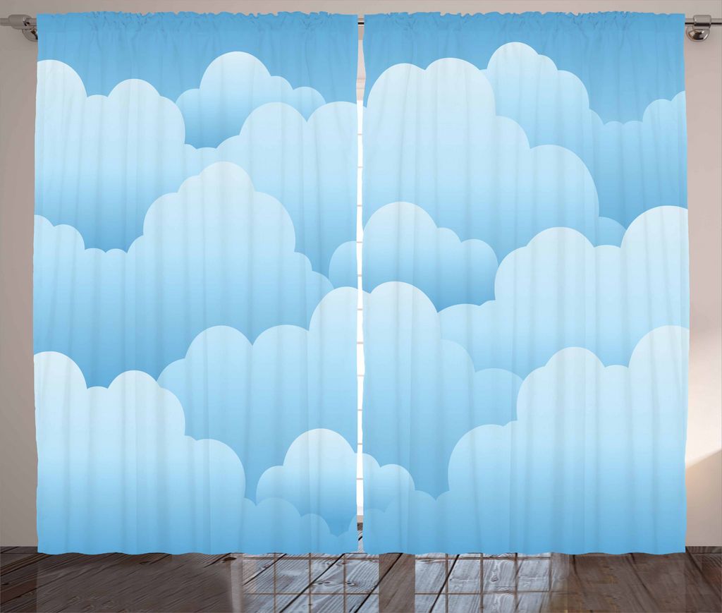 ABAKUHAUS Wolke Rustikaler Gardine, Lamelläre Blick von Cumulus, Schlafzimmer Kräuselband Vorhang mit Schlaufen und Haken, 280 x 175 cm, Blau und...