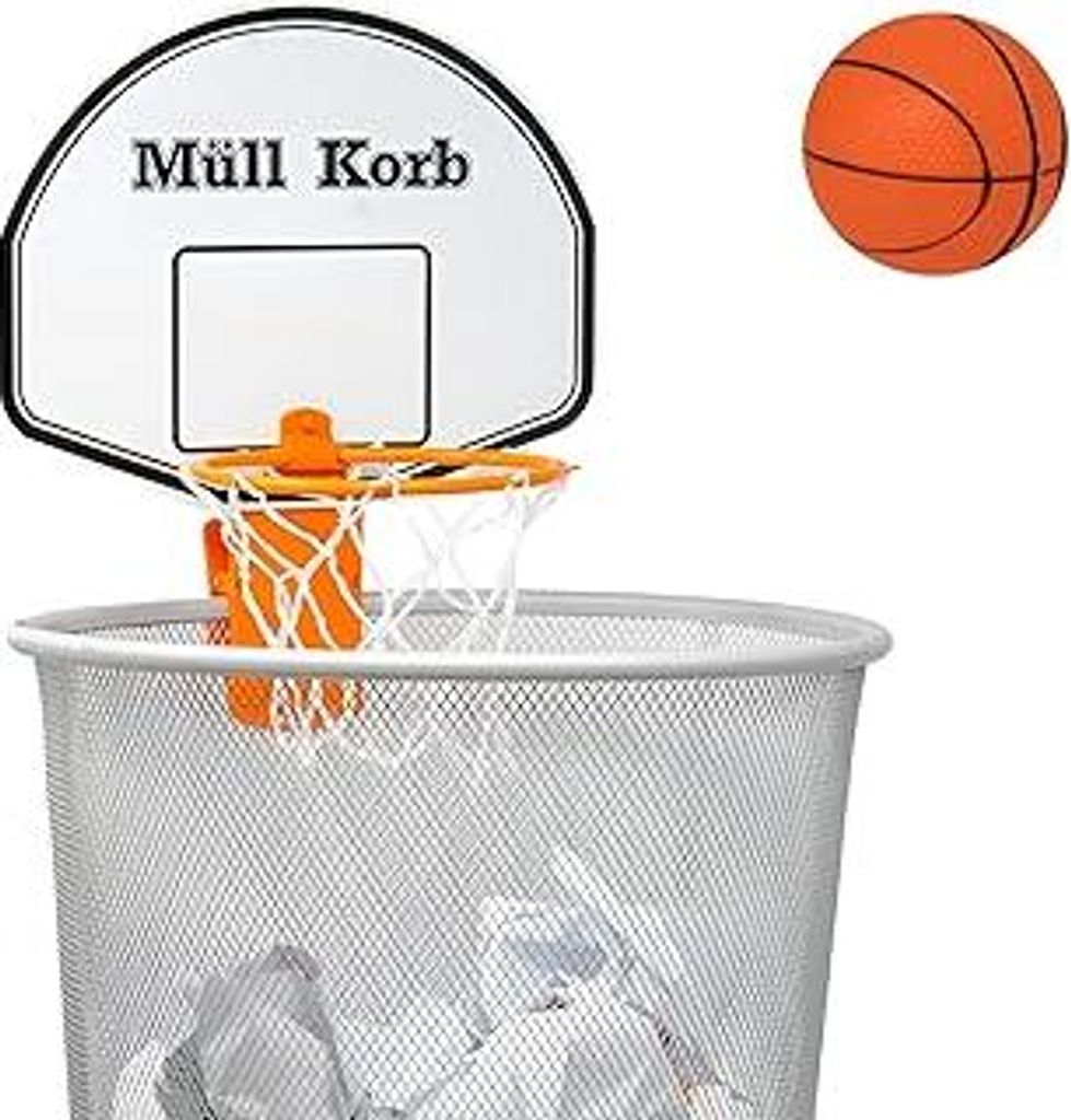 Mini Basketballkorb für den Mülleimer Papierkorb mit kleinem Ball - Spaß fürs Zimmer, Tür, Büro, Zuhause, Kinder, Sport, Spielzeug