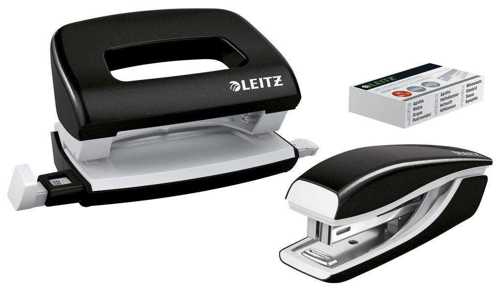 Leitz WOW, 10 Blätter, Schwarz, P2, Metall, Kunststoff, 3,5 cm, 100 Heftklammern