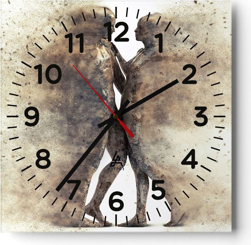 Wanduhr - Quadrat - Glasuhr - Staub eine Frau ein Mann der Liebe - 30x30cm - Schleichendes Uhrwerk - Lautlos - zum Aufhängen bereit - Dekoration M...