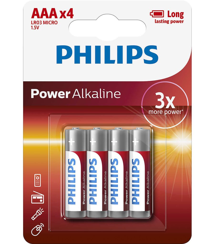 Philips Power Alkaline Akumulator LR03P4B/10, Jednorazowa Zdjęcie produktu 