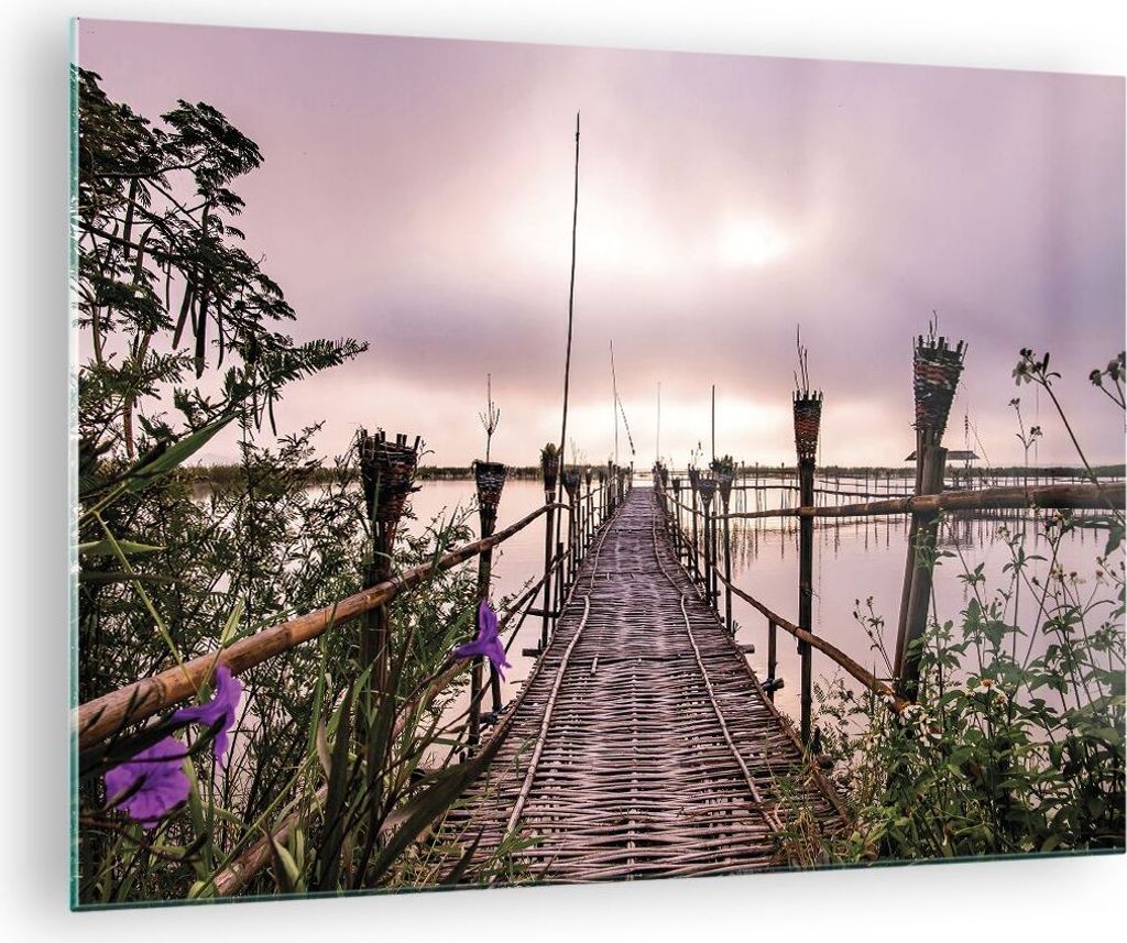 Bilder auf glas - Einteilig - Brücke See Fackel - 70x50cm - Produktbild 
