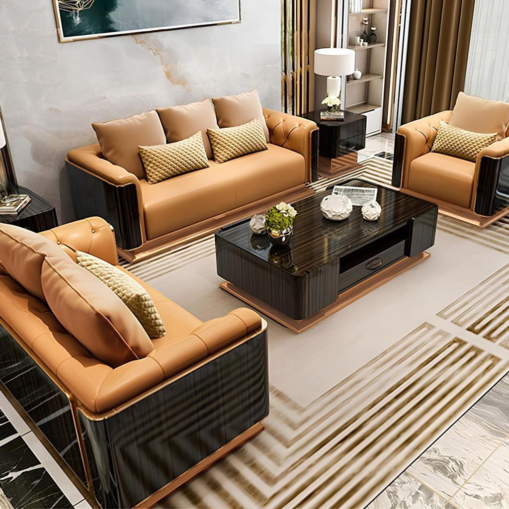 Designer Garnitur Sofa Couch Set Polster Sitz Set 3+1+1 Sofas Klassische Couchen