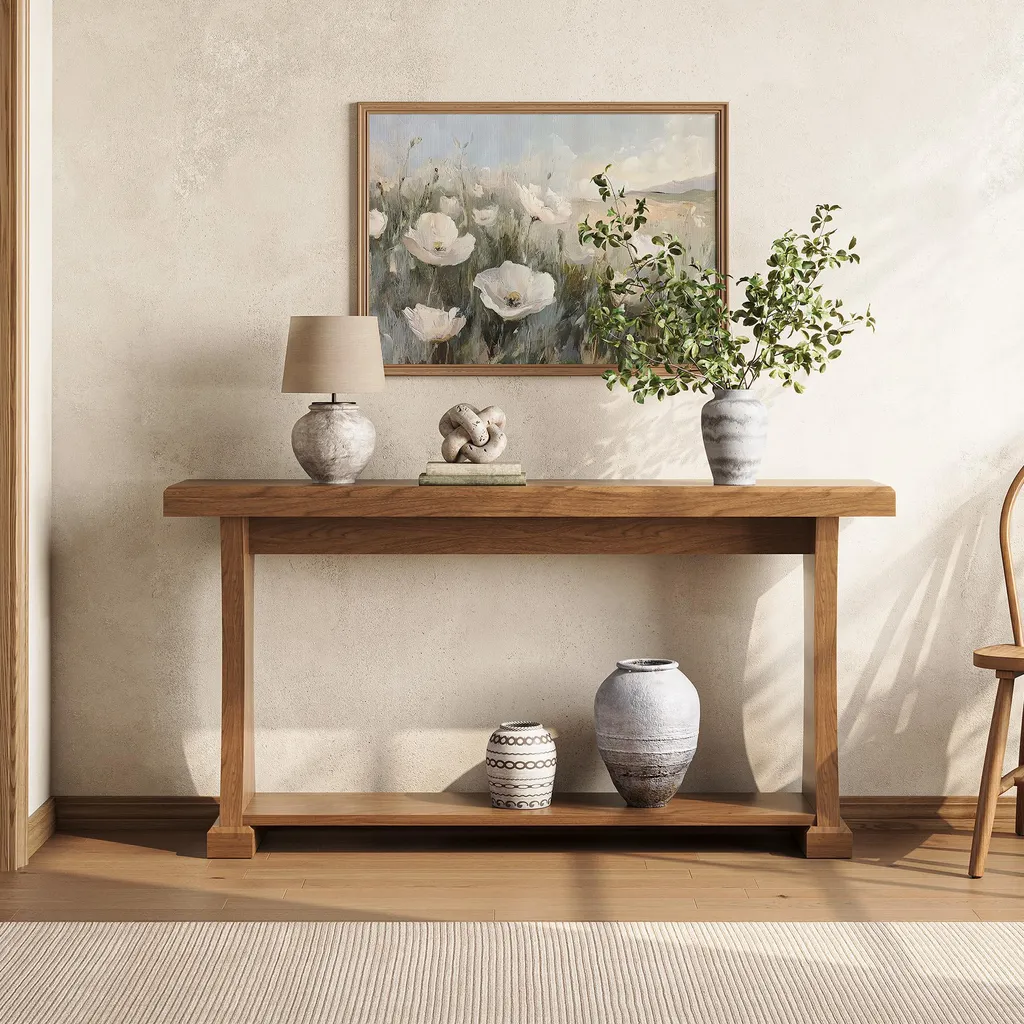 Tribesigns Table console de 160 cm, meuble d'entrée industriel en bois