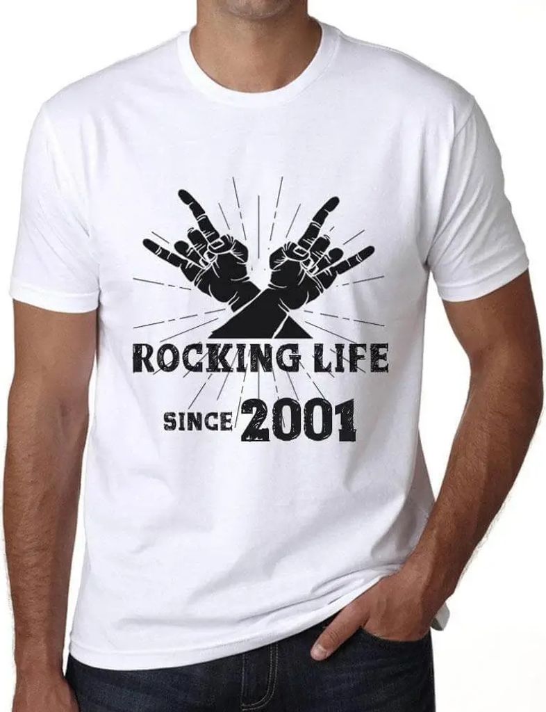 Herren Grafik T-Shirt Das Leben rocken seit 2001 – Rocking Life Since 2001 – Geschenk 23. Geburtstag Jahrestag 23 Jahre Jubiläum 23 Jährige Mann