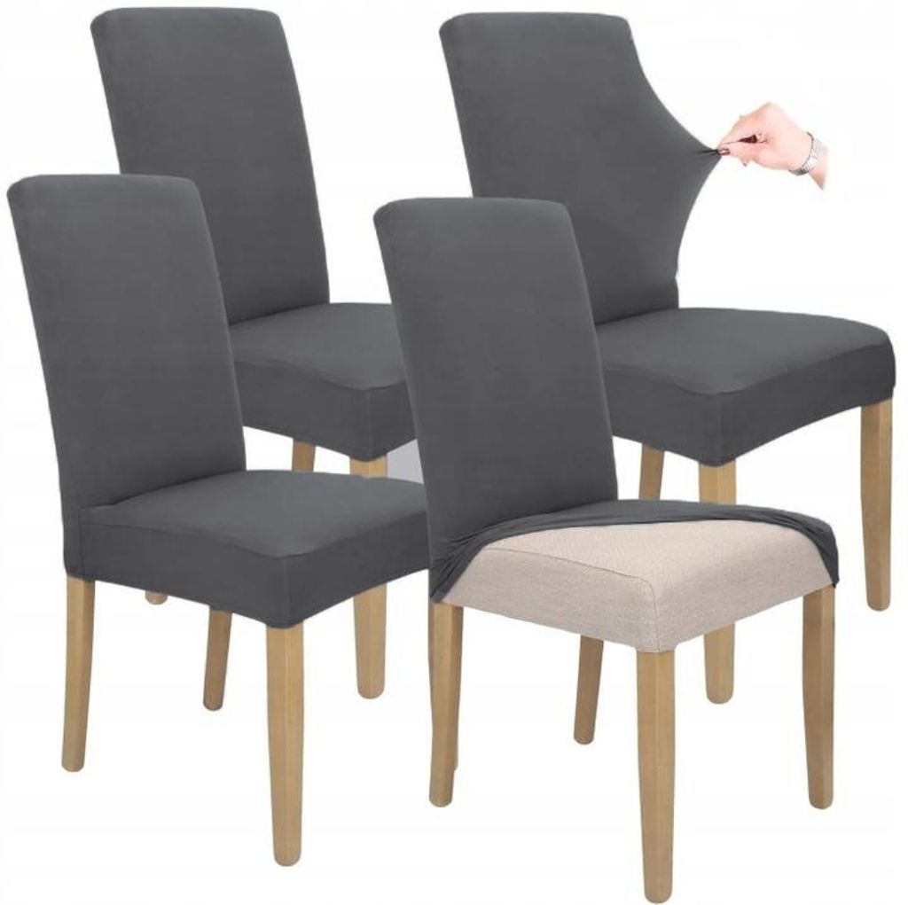 Stuhlhusse 4er Pack - Grau - Universal - Stretch - Bezug Produktbild 