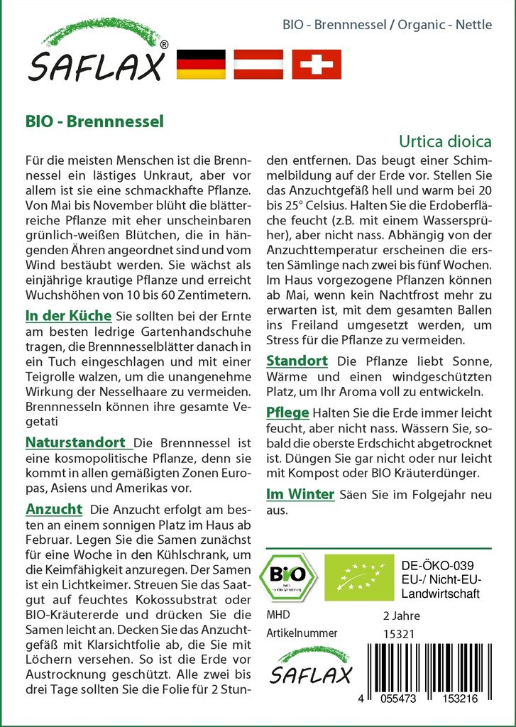 SAFLAX -- Žihľava - Urtica dioica - 2000 Semená Obrázok produktu 9