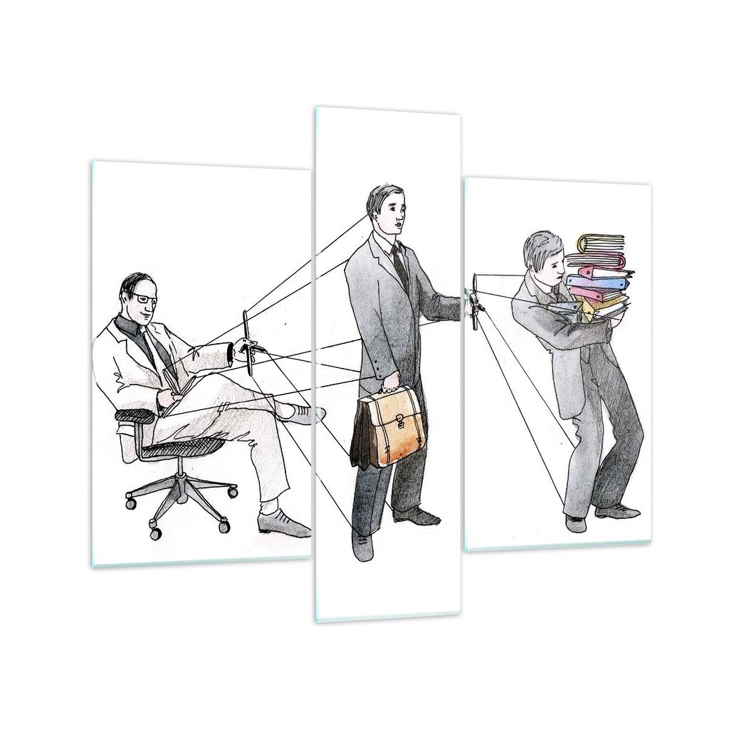 Bilder auf glas - Job Mensch mariniert Illustration - 95x80cm - Glasbilder - Wandbilder - Kunstdruck - zum Aufhängen bereit - Wanddekoration aus G...