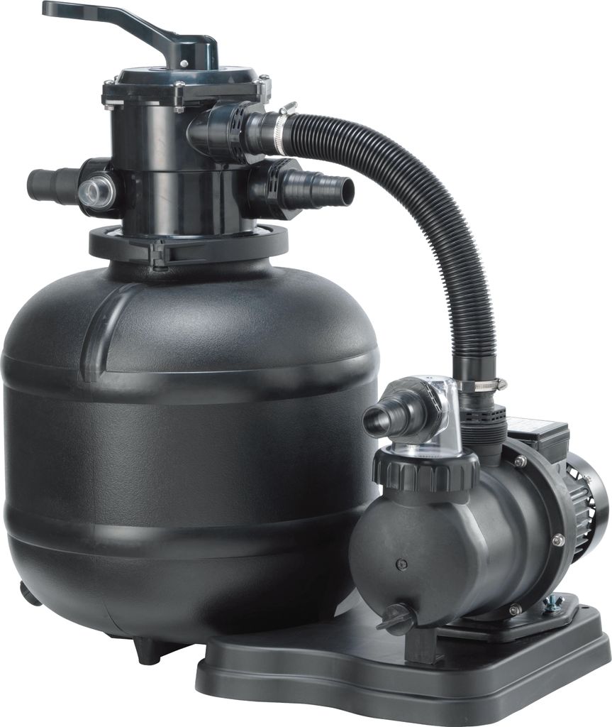 COIL Sandfilterpumpe, Selbstansaugende Pumpe, Sandfilter, 7-Wege-Ventil mit Manometer, Anschluss Ø 32/38 mm, Leistung: 450 W, Verbrauch: 8500 l/h