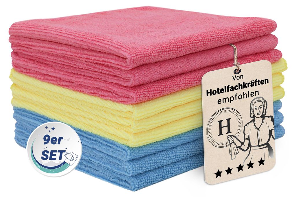 9er Set Mikrofasertücher für streifenfreien Glanz, Produktbild 