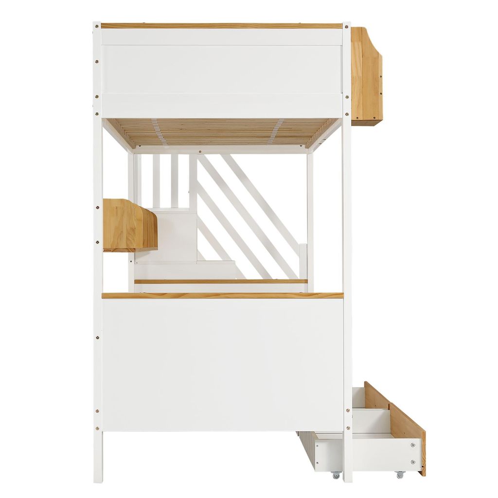Merax Etagenbett 90x200cm mit Treppe und Schließfächer, Produktbild 