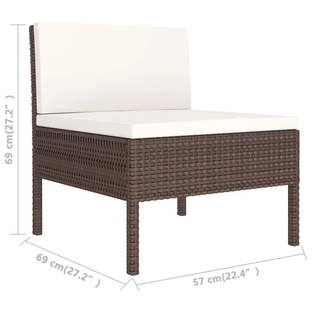 Set 2 Pezzi Giardino Rattan Marrone con Cuscini - Offerta Arredo Outdoor - 5