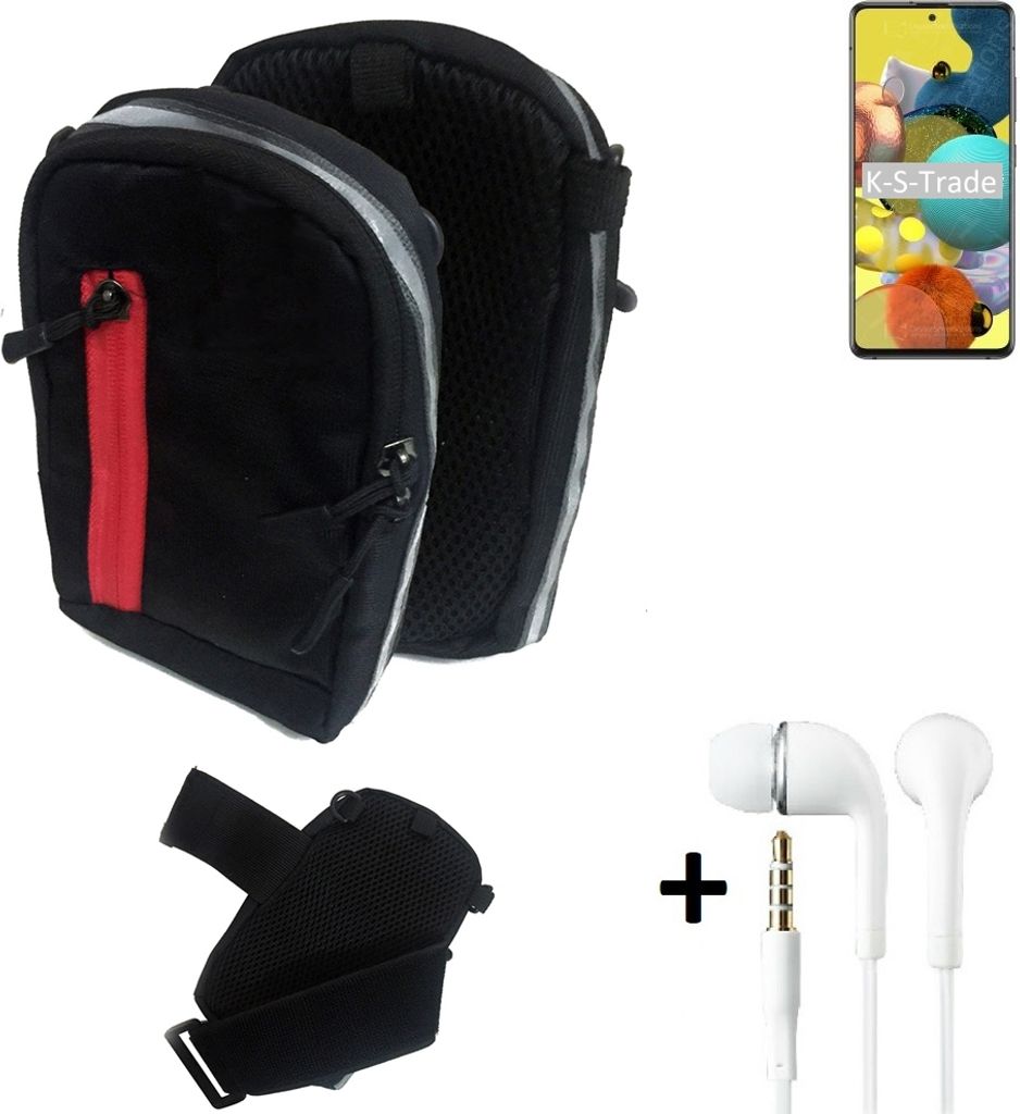 K-S-Trade Outdoor Gürteltasche Holster Umhängetasche + Kopfhörer kompatibel mit Oppo A93 5G schwarz Handy Tasche Case travelbag Schutzhülle