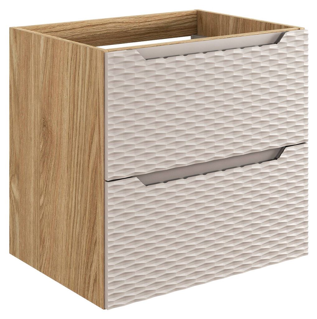 Szafka Łazienkowa Pod Umywalkę 60 Cm Beż Dąb 2 Szuflady Zdjęcie produktu 