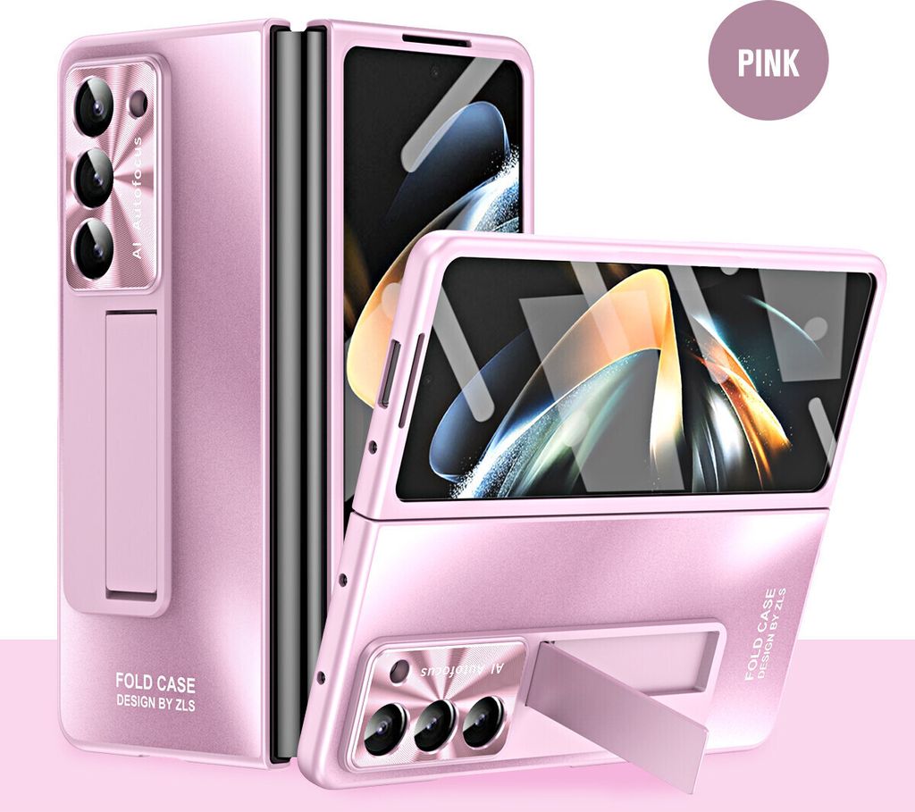 Hülle für Samsung Galaxy Z Fold 6 Hart PC Stander Schutzhülle mit Displayschutz / Linsenschutz Pink
